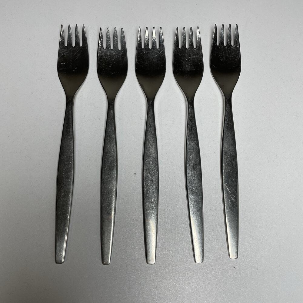 5 Gense FOCUS Satin 18-8 Stainless SWEDEN Flatware 6 7/8" SALAD FORKS MCM